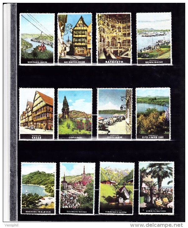 LOT DE 12 VIGNETTES TOURISME COULEURS  ALLEMAGNE -TTB- - Vignetten (Erinnophilie)