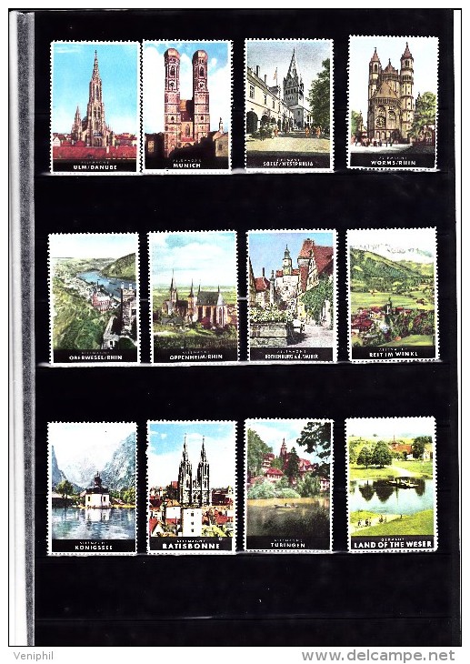 LOT DE 12 VIGNETTES TOURISME COULEURS  ALLEMAGNE - EGLISES  ET CATHEDRALES - Cinderellas