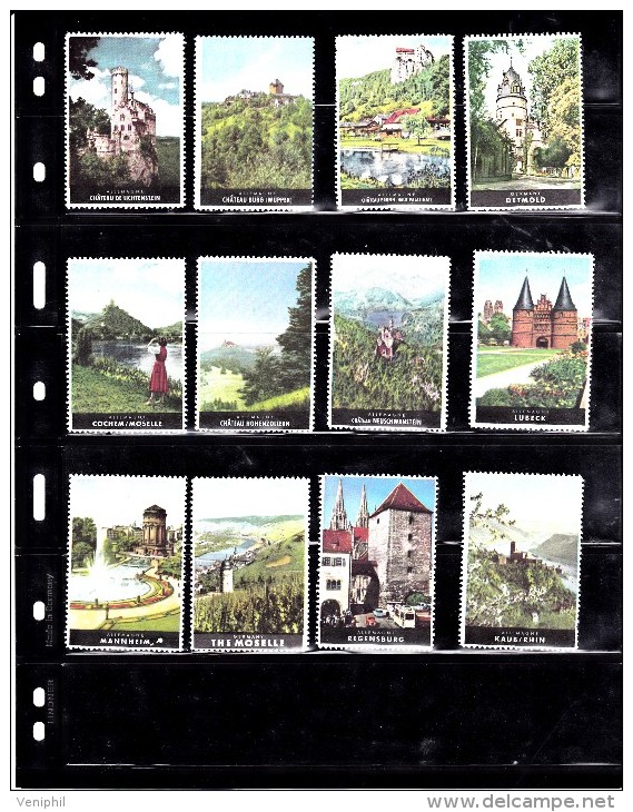 LOT DE 12 VIGNETTES TOURISME COULEURS  ALLEMAGNE- CHATEAUX - Erinnofilie