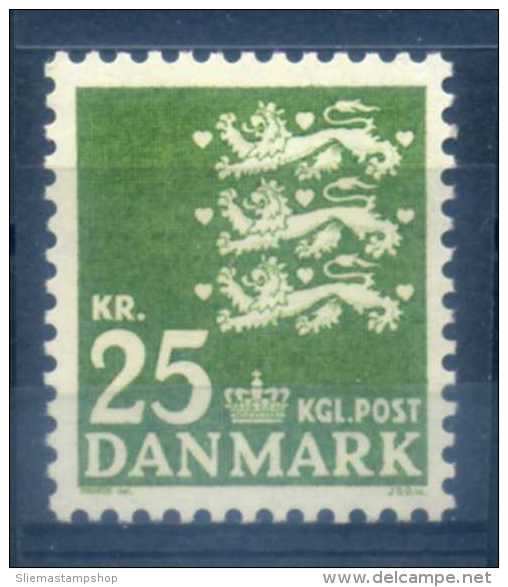 DENMARK - 1962/65 COAT OF ARMS 25 GREEN - Unused Stamps