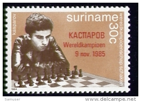 Echecs Timbre Neuf Surcharge Surinam 1985 Y:1029 Chess Stamp MNH Overprinted Suriname - Echecs