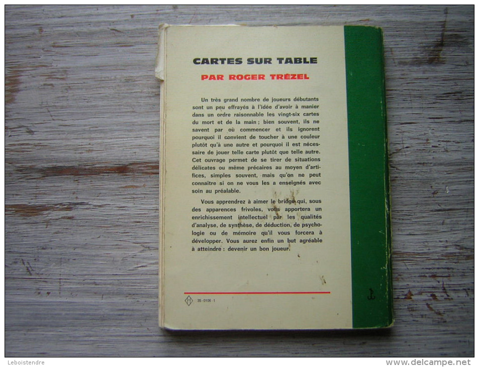 ROGER TREZEL LE BRIDGE PRATIQUE  CARTES SUR TABLES  LIBRAIRIE ARTHEME FAYARD 1967 - Jeux De Société