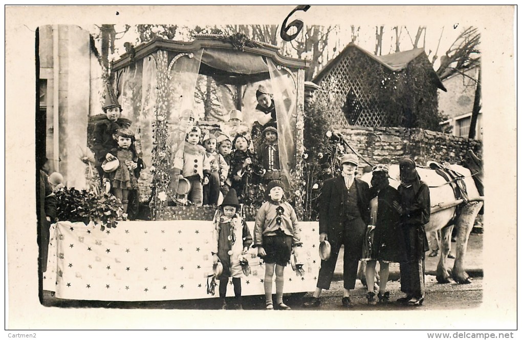 CARTE PHOTO : AIX-SUR-VIENNE FETE CARNAVAL CHAR ENFANTS ATTELAGE  87 HAUTE-VIENNE - Aixe Sur Vienne