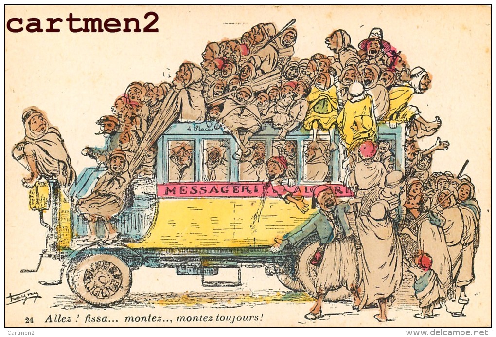 ILLUSTRATEUR ORIENTAL CHAGNY AUTOBUS AUTOCAR CAMION CARICATURE ARABE HUMOUR MAGHREB ALGERIE MAROC - Chagny