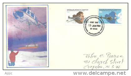 Histoire De L'Aviation En Antarctique ( 50 Ième Anniversaire Premier Vol En Antarctique) Lettre Base Mawson 1980 - Brieven En Documenten