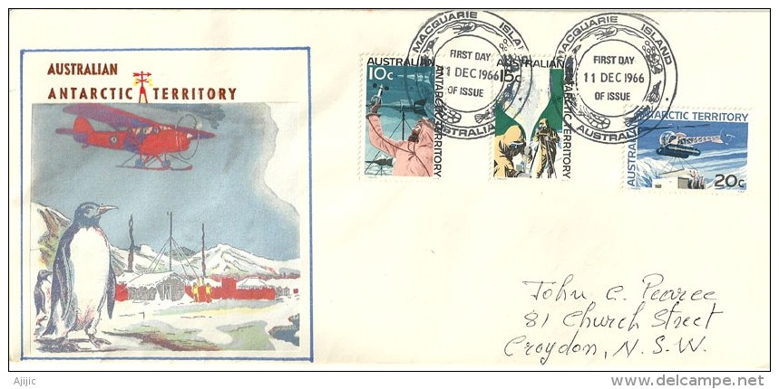 Expedition Australienne Antarctique à L´île Macquarie En 1966, Lettre Adressée En Australie. - Basi Scientifiche
