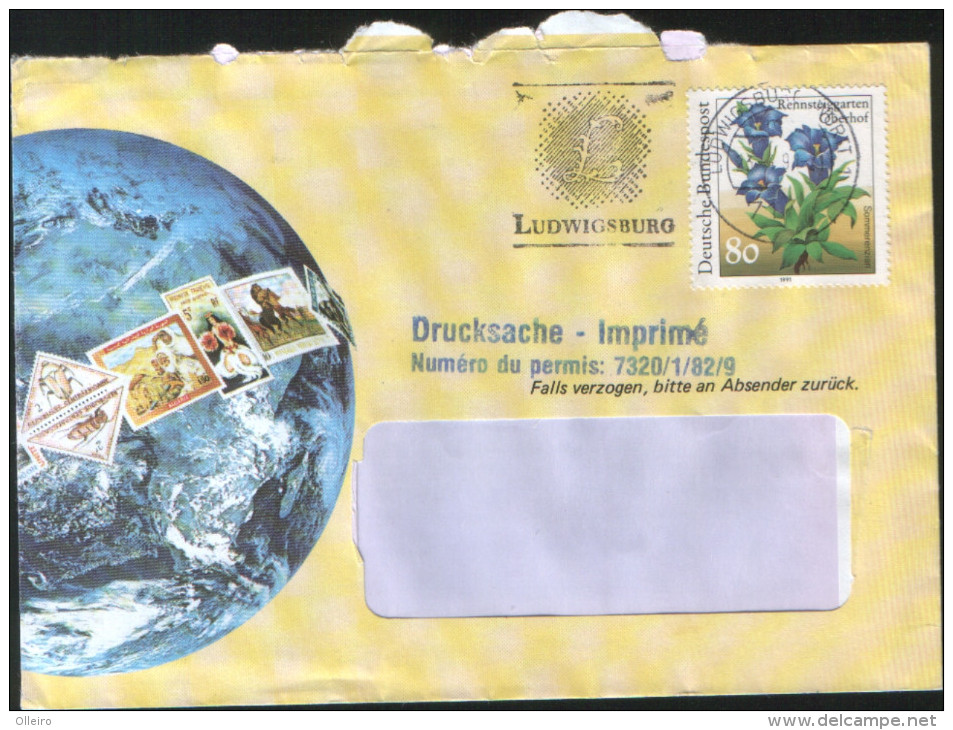 Germania Deutschland Allemagne Germany 1991 Busta Con Fiori 80 Pf  Yv 1339 - Briefe U. Dokumente