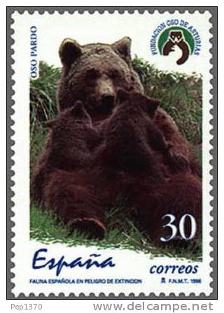 ESPAÑA 1996 - FAUNA EN PELIGRO DE EXTINCION - OSO PÀRDO - Edifil 3412 - Yvert 2997 - Nuevos