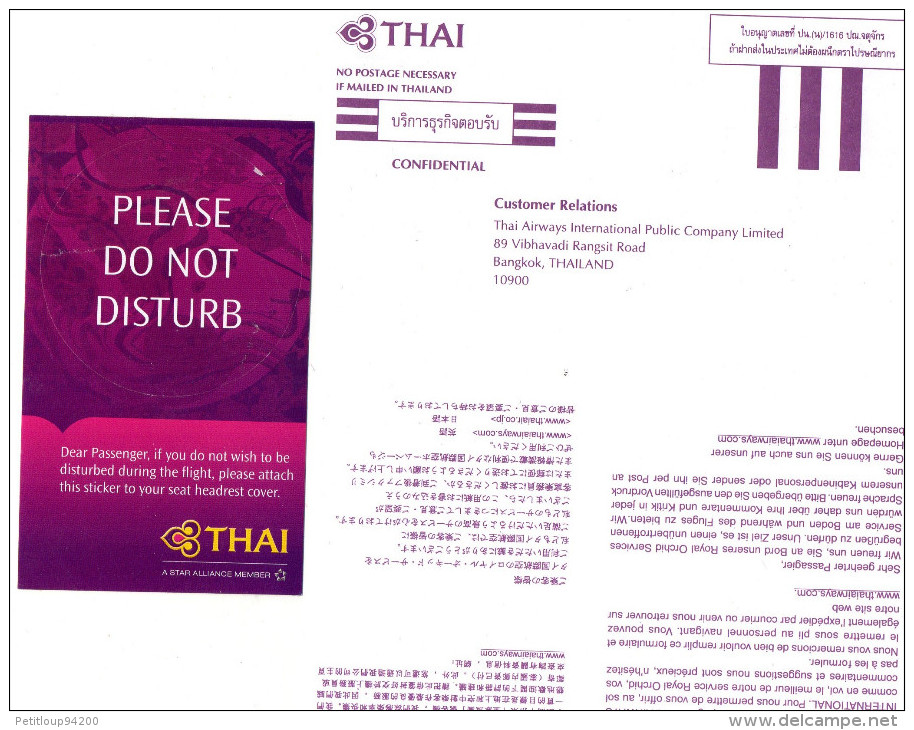 CORRESPONDANCE DE BORD Thai Airways