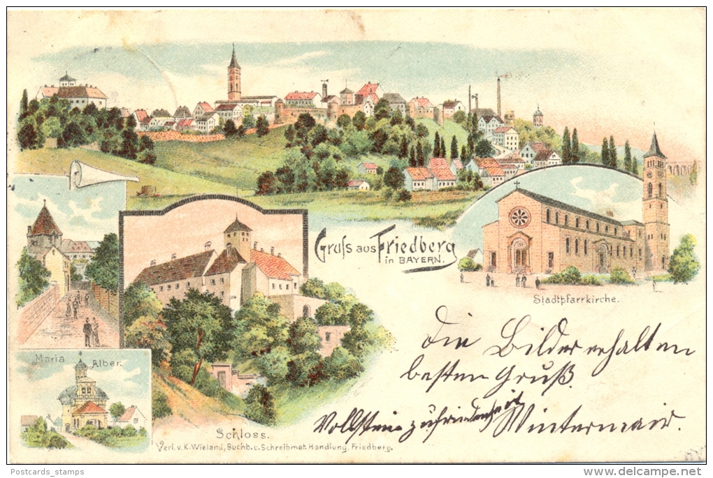 Friedberg I. Bayern, Farb-Litho, 1897 - Aichach