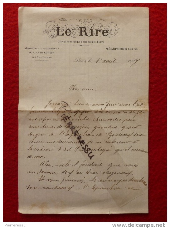 LE RIRE LETTRE AUTOGRAPHE JEAN VALMY BAYSSE 1907 - Other & Unclassified