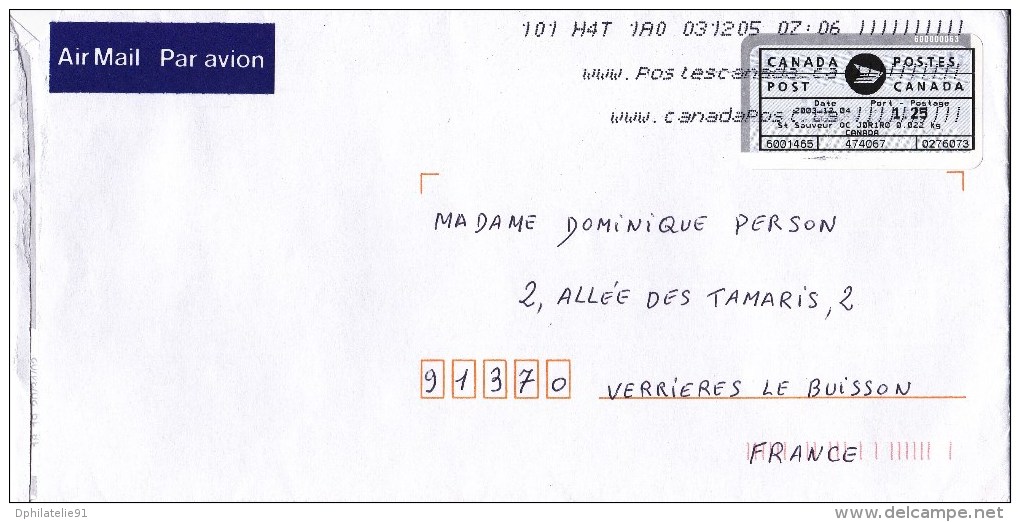 CANADA-Enveloppe Du 12-4-2003 Avec Vignette D'affranchissement - Viñetas De Franqueo - Stic'n'Tic