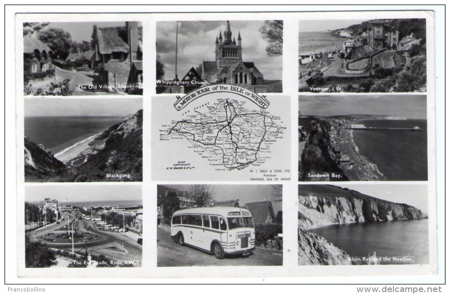 A MOTOR TOUR OF THE ISLE OF WIGHT - MULTIVIEW / AUTOBUS / STAMPS WITH GRAPHITE LINES - Altri & Non Classificati