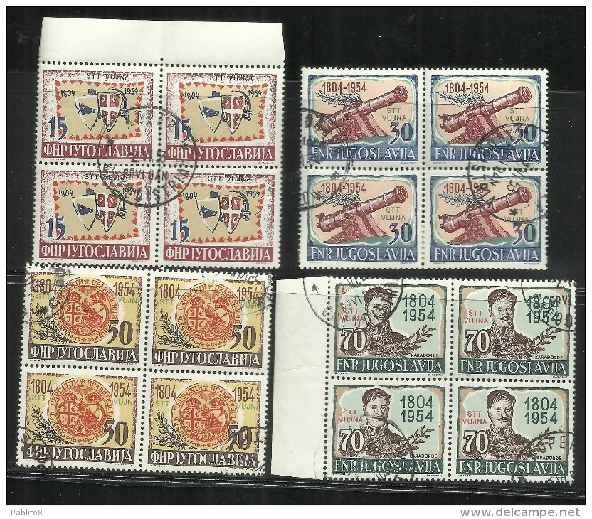 TRIESTE B 1954 INSURREZIONE SERBA REBELLION SERB SERIE COMPLETA QUARTINA BLOCK SET USED USATA - Oblitérés