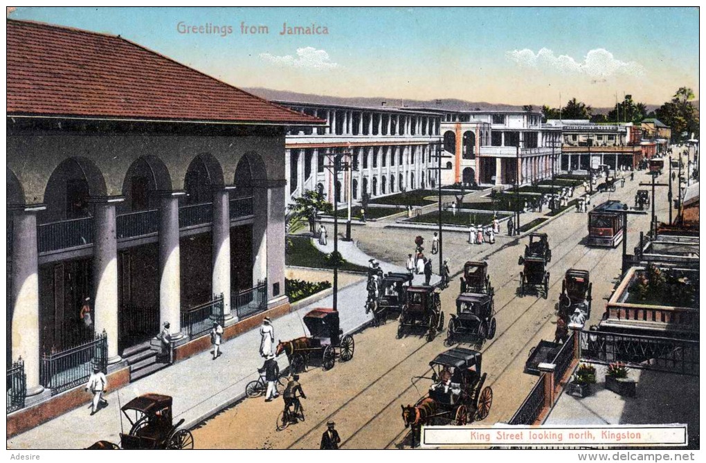 Greetings From JAMAICA, King Street Looking North Kingston, 1915? - Jamaica