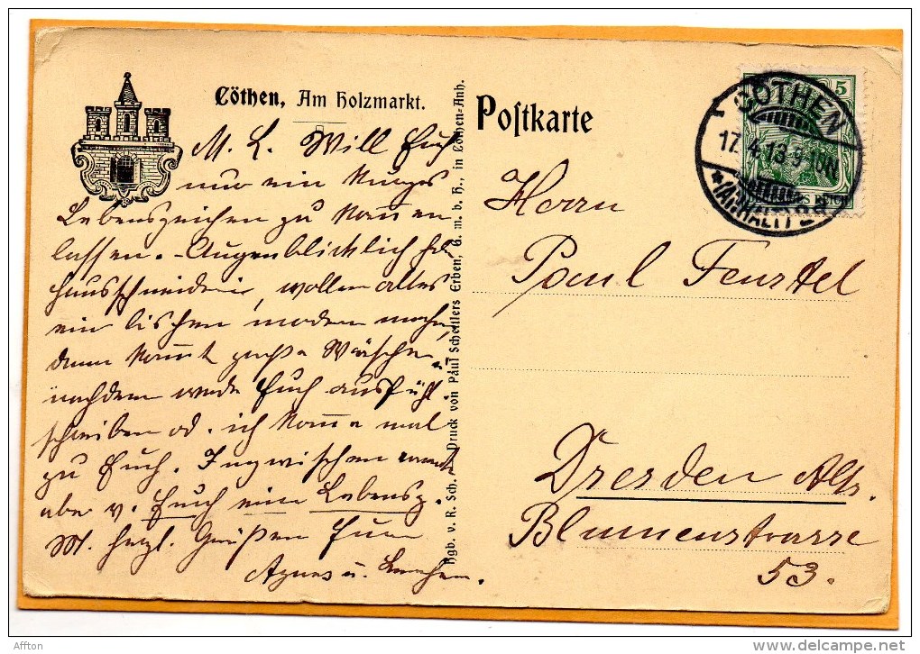 Cothen 1910 Postcard - Koethen (Anhalt)