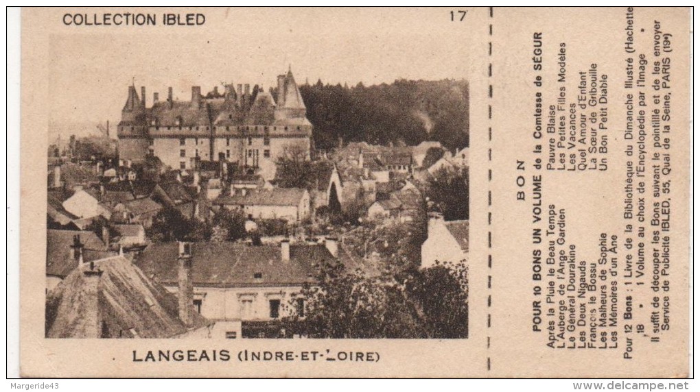 IBLED  - CHROMO IMAGE N°17 LANGEAIS INDRE ET LOIRE - Ibled