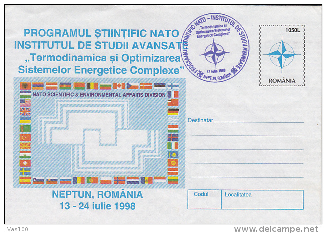 NATO, AVANCED STUDIES, COVER STATIONERY, ENTIER POSTAL, 1998, ROMANIA - OTAN