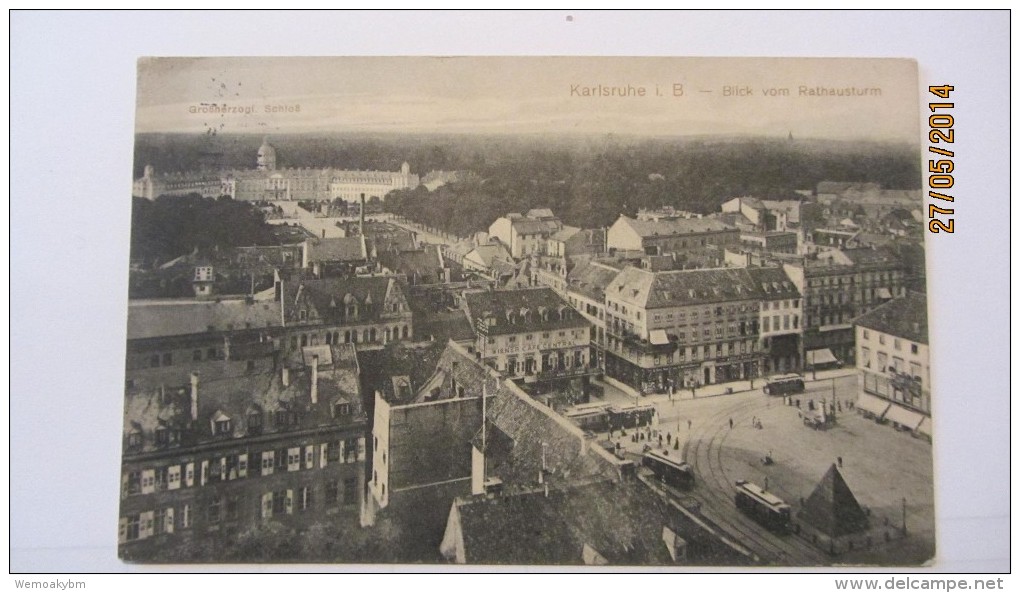 AK Karlsruhe - Blick Vom Rathausturm Zum Großherzogl. Schloß Um 1910 - Karlsruhe