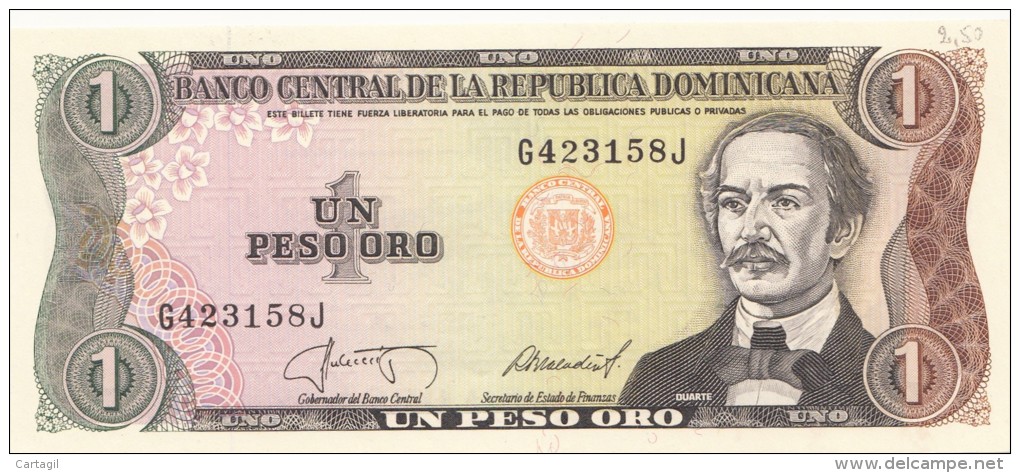 Billets -  B1208 - République Dominicaine    - 1 Peso Oro  ( Type, Nature, Valeur, état... Voir 2 Scans) - Dominicaine