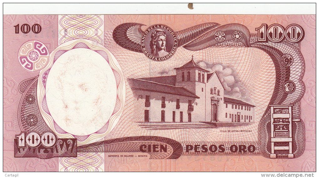Billets -  B1209 - Colombie    - 100  Pesos Oro  ( Type, Nature, Valeur, état... Voir 2 Scans)-Envoi Gratuit - Kolumbien