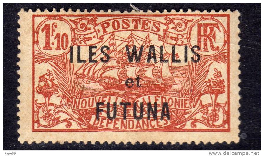 Wallis Et Futuna N° 42 X   Timbres De Nlle Calédonie Surchargés : 1 F. 10 Brun-rouge Trace  Charnière Sinon  TB - Ungebraucht