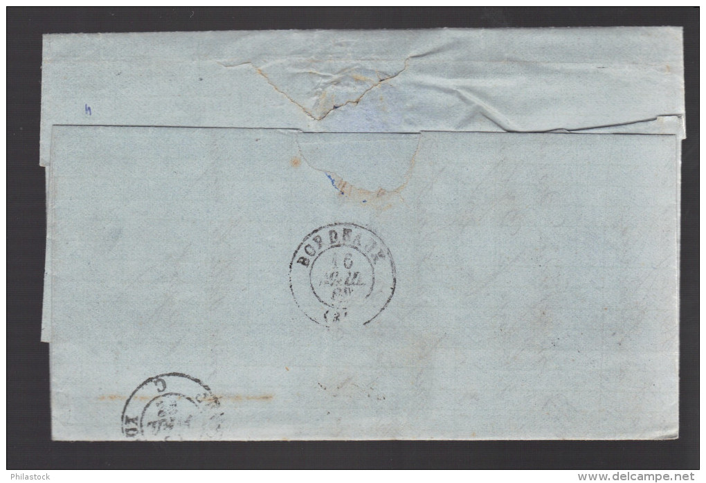 FRANCE N° 22 Obl. S/Lettre Entiére GC 2510 Montrejeau - 1862 Napoleon III