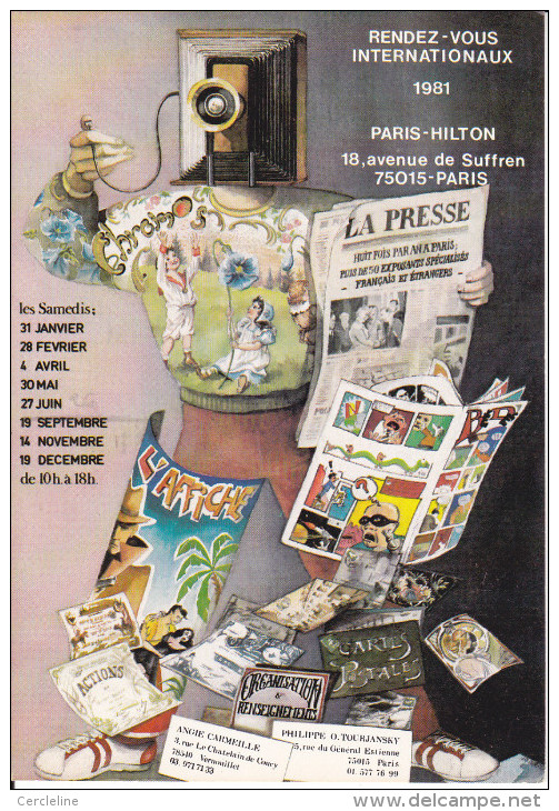 CPSM BOURSE SALON RENDEZ VOUS INTERNATIONAUX PARIS HILTON 1981 PAR J N ROCHUT PRESSE APPAREIL PHOTO - Bourses & Salons De Collections