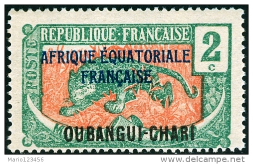 UBANGI-SHARI, OUBANGUI-CHARI, COLONIA FRANCESE, FRENCH COLONY, FAUNA, PANTERA, 1924, NUOVO (MNG), Scott 42 - Unused Stamps