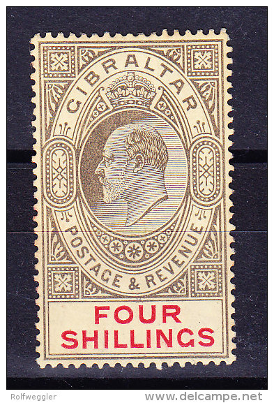 Gibraltar 1910 SG # 73  * - Four Shillings - Gibraltar