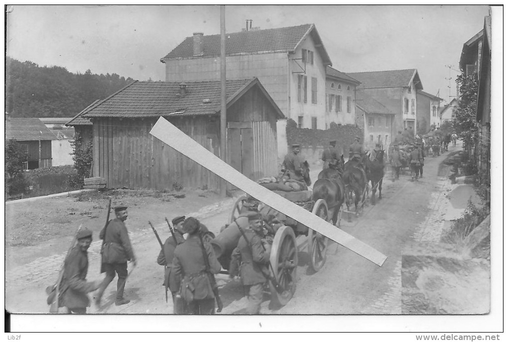 Colonne D´artillerie Allemande Canons De 150mm Avec Caissons Artilleurs à Pied 1carte Photo 14-18 Ww1 WwI Wk - War, Military