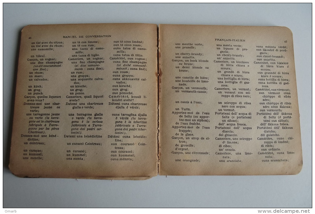 Lib282 Francais Italien, Manuel De Conversation Avec Prononciation, Garniere Freres, Paris 1926 Dizionario Lingue - Dictionaries