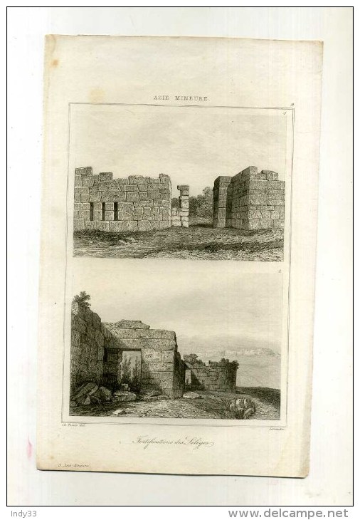 - ASIE MINEURE . FORTIFICATIONS DES SELEGES . GRAVURE SUR ACIER 1ere1/2 XIXe S. - Estampes & Gravures