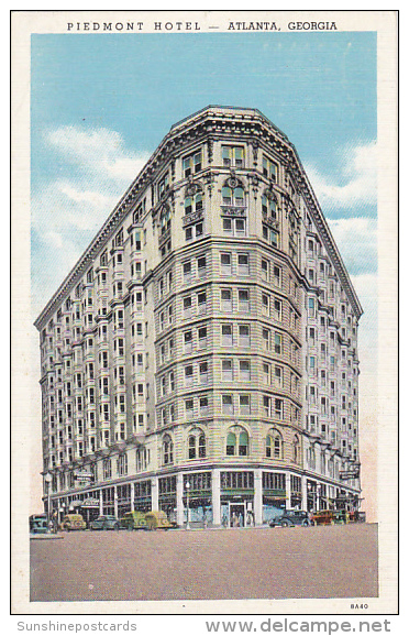 Georgia Atlanta Piedmont Hotel 1941 Curteich - Atlanta