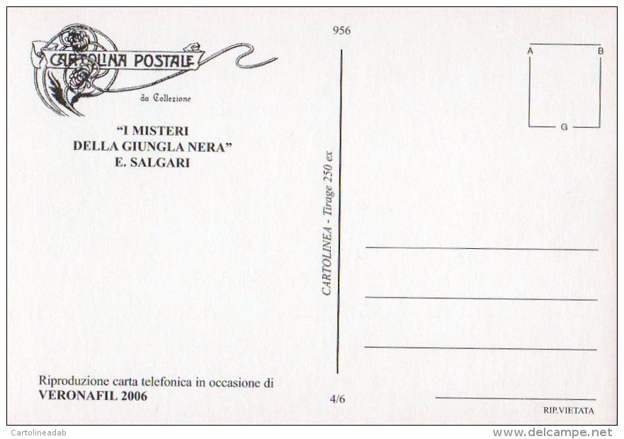 [DC0956] CARTOLINEA - I MISTERI DELLA GIUNGLA NERA - EMILIO SALGARI - VERONAFIL 2006 (4 DI 6) - Contes, Fables & Légendes