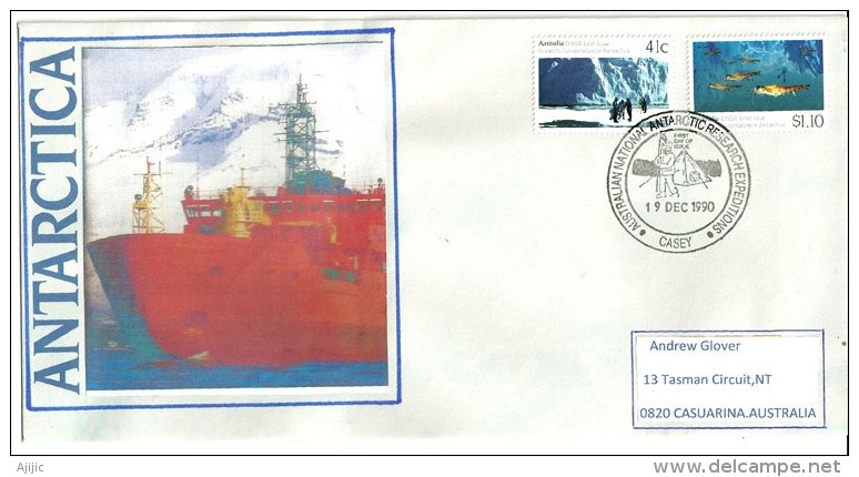 Expédition Australienne Antarctique à La Base Casey En 1990, Lettre Adressée En Australie - Basi Scientifiche