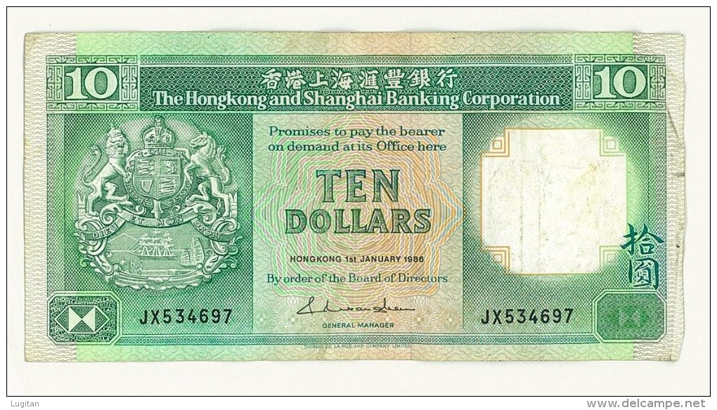 HONG KONG - 10 DOLLARS - TEN DOLLARS - JX534697 - HONG KONG SHANGHAI BANKING CORPORATION - Hongkong