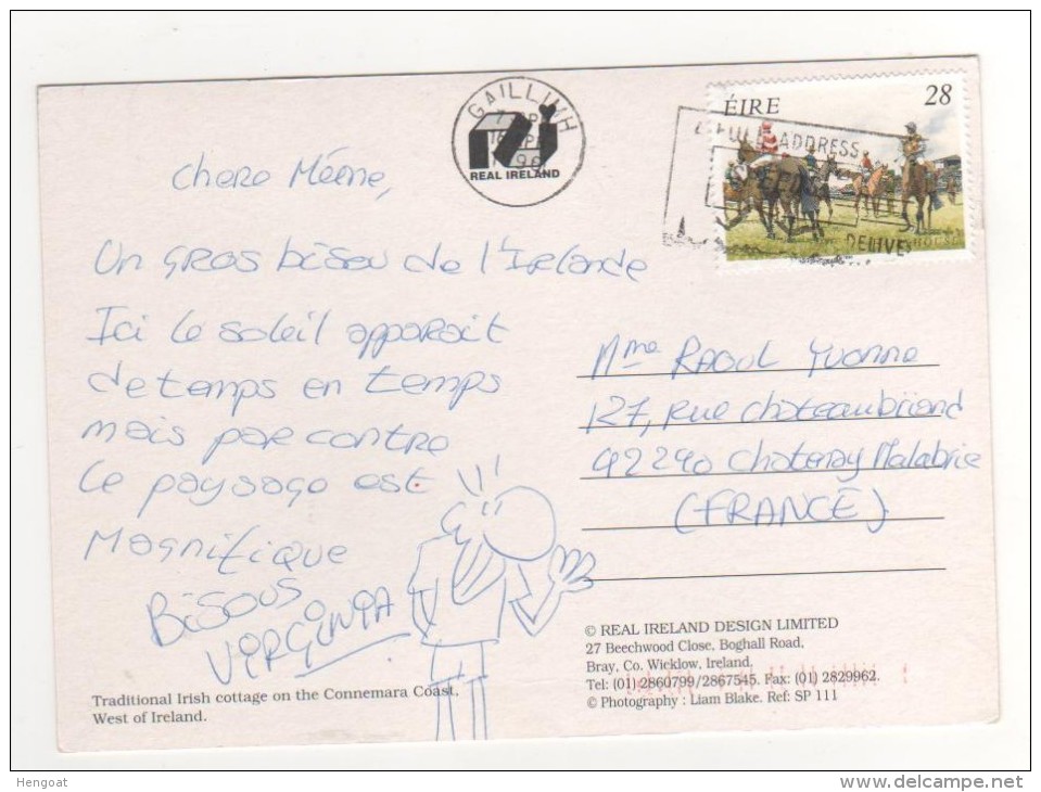 Timbre De 1996  " Chevaux , Fairy House  " / Carte , Postcard  Pour La France - Covers & Documents