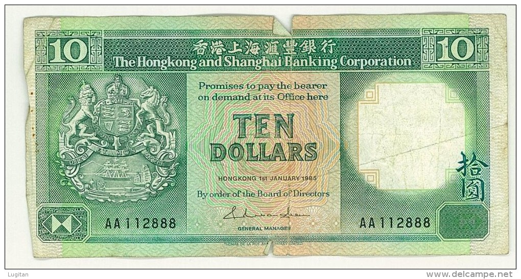 HONG KONG - 10 DOLLARS - TEN DOLLARS - AA112888 - HONG KONG SHANGHAI BANKING CORPORATION - Hong Kong