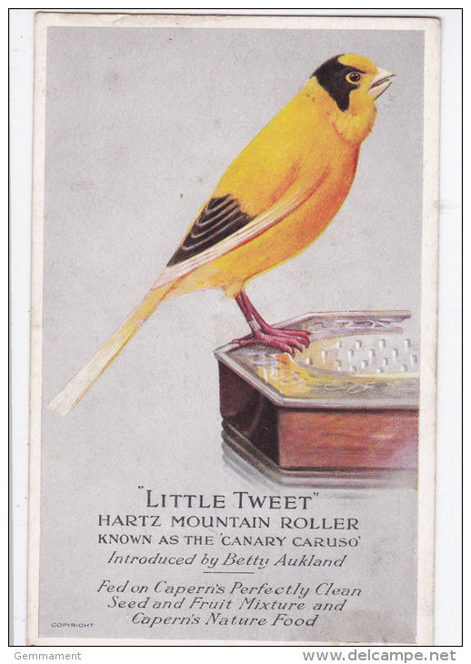 CAPERNS FOOD ADVERT - HARTZ MOUNTAIN ROLLER -LITTLE TWEET - Oiseaux