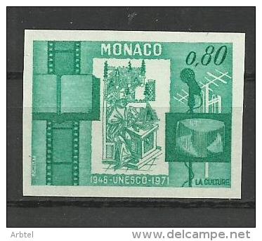 MONACO SELLO SIN DENTAR UNESO 1971 CINE TELECOMUNICACIONES LIBRO CULTURA - UNESCO