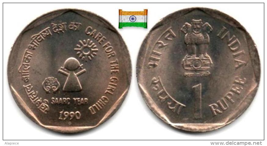 Inde - 1 Rupee 1990 (KM#87/1 - UNC - Care For The Girl Child) - Indien