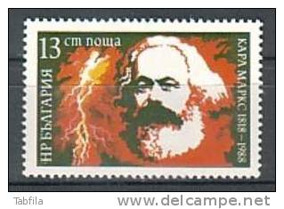 BULGARIA \ BULGARIE - 1988 - 170 Ans. De La Naissance De Karl Marx - 1v** - Karl Marx
