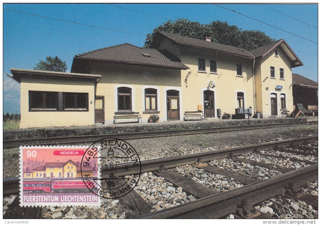 Bahnhof Nendeln    125 Jahre Eisenbahn Met Mooie Postzegel           Scan 7472 - Stations Without Trains