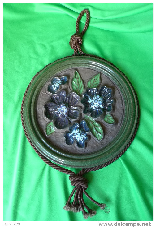 Vintage Germany Pottery W.Germany Large Wall Plaque 6123-25 W. Flowers - Other & Unclassified