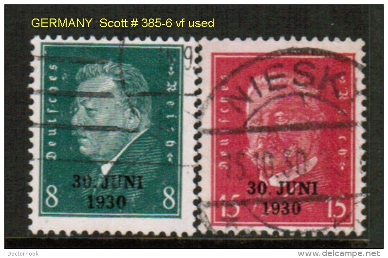 GERMANY    Scott  # 385-6 VF USED - Used Stamps