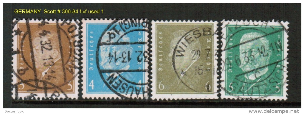 GERMANY    Scott  # 366-84 F-VF USED - Used Stamps
