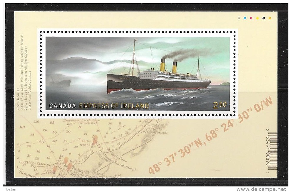 Canada, 2014, # 2746, Impress Of Ireland, Bateau, Boat, Naufrage, Maritime, Shipwreck, Histoire, History - Blocs-feuillets