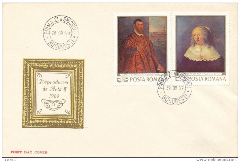 I5064 - Romania (1969) Bucuresti: FDC - Painters (Rembrandt, Tintoretto) - Rembrandt