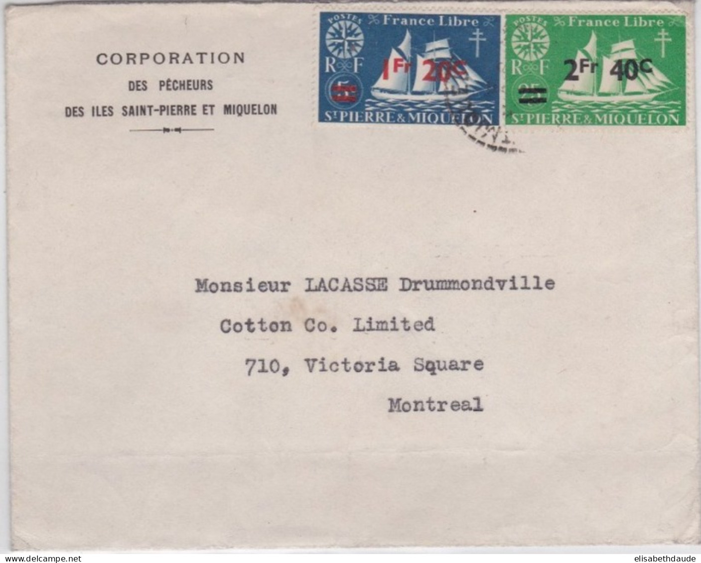 SPM - 1945 ENV. - ENVELOPPE COMMERCIALE Pour MONTREAL (CANADA) - Briefe U. Dokumente